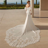 Runhufu Elegant Off The Shoulder Sweetheart Collar Mermaid Wedding Dress For Bride 2023 Detachable Puff Sleeve Button Bridal Gown