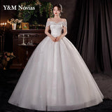 runhufu Fashion Classic Lace Applique Plus Size Wedding Dress Embroidery Plears 2023 New Style Sweet Bride Gown Vestidos De Noiva