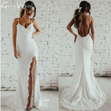 Runhufu Mermaid Wedding Dresses 2024 Boho Lace Wedding Gown V Neck Backless Bride Dress Bohemian Bridal Gown vestidos de novia