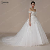 Runhufu Strapless A Line Wedding Dresses For Women Off The Shoulder Appliques Lace Princess Ivory Bridal Gown Bride 2024 Spring