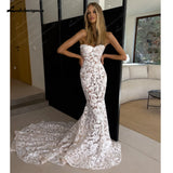 Runhufu Mermaid Bridal Gown Strapless Sweetheart Neckline Embellished Fit Flare Sheath Chapel Train 2024 Wedding Dresses