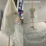 runhufu Veil Special For Wedding Photography Cos Soft Tulle Lace Applique Edge 3meter Long Tailed Chapel Bride Veils Accesorries