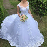 Runhufu Illusion Vestido De Noiva Round Neck Ball Gown Princess Appliques For Luxury Wedding Dress Wedding Dress Sexy Mariee Back