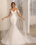 Runhufu Wedding Dresses Fashion A-Line Beautiful Satin Mermaid Off Shoulder Mopping Bride Gowns Sexy Backless Sleeveless 2024