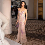 Runhufu Said Luxury Mermaid Pink Evening Dresses with Feathers Scarf Spaghetti Straps Dubai Women Blue Wedding Prom Gowns SS478