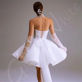 Runhufu Sweetheart Short Wedding Dresses Mini Sleeveless Dress A-Line Bridal Gowns Robes Vintage Lace Up Vestidos De Novia