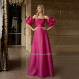 Runhufu Strapless A-Line Evening Dresses Detachable Puff Sleeves Bridal Gowns Vestidos De Noiva