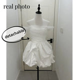 Runhufu Short Wedding Dresses Classic Elegant Boat Neck Simple Bridal Dress Backless Sexy Vestidos De Novia Custom Size