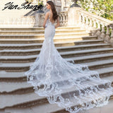 Runhufu Sexy Mermaid Wedding Dress For Women 2023 Lave Appliques Sleeveless Bride Gown Backless Zipper Train Vestidos De Noiva