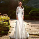 Runhufu Long Sleeves Lace Mermaid Wedding Dress For Bride Satin Bridal Gowns Elegant Plus Size Custom Made Vestido De Novia 2023