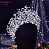 Runhufu HP376 Fashion Bridal Hair Accessories Crystal Headpiece For Women Tiara Wedding Crown Eew Set Rhinestone Bride Headband
