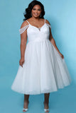 Runhufu Plus Size New Wedding Dresses Off Shoulder Bridal Gowns Spaghetti Straps Dot Tulle Tea Length Short Vestido De Novia