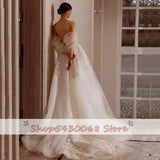 Runhufu Elegant Strapless Wedding Dresses Lace Appliques A-Line Tulle Robes Floor Length Bridal Gowns Vestidos De Novia