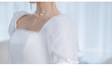 runhufu New Satin Wedding Dress Vintage Court Style Princess Bridal Dress Simple Beading Wedding Gown Vestidos De Novia Custom Made