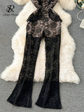 Runhufu Strap Embroidery Long Jumpsuits Fashion Ladies Sleeveless Slim High Quality Transparent Backless Lace Sexy Rompers