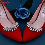 Runhufu HX39 2pcs Rhinestones High Heel Buckle Decoration Women Bride Shoes Clips Charm Wedding Shoes Buckle Shoe Crystal Clip