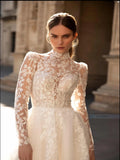 Runhufu High Collar Wedding Dress Classic Lace Appliques Dress For Bride Elegant A-line Long Bridal Gown Robe De Mari¨¦e