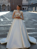 Runhufu High Collar Wedding Dress Sparkly Sequins Beads Bride Robe 2024 Elegant A-line Appiliques Long Bridal Gown Robe De Mari¨¦e