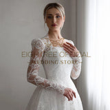 Runhufu Elegant A-Line Wedding Dresses Princess Long Sleeve Lace Wedding Gowns Boho Beach Bridal Prom Dress bestidos de novia