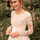 Runhufu Long Sleeves Wedding Dress 2024 Bride O-Neck A-Line Tulle Bridal Gowns Lace Applique Plus Size Civil vestidos de novia