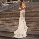 Runhufu Wedding Dress With Embroidered Lace On Net Mermaid Boat Neck Vintage Sleeveless Lace Bride Gowns Backless Vestido De Nov