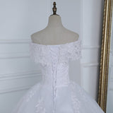 runhufu Shoulder Appliqes Pearls Wedding Dress Plus Size Vestido De Noiva 2023 Long Train Bridal Dresses Gowns Tulle Mariage
