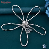 Runhufu Flower Bridal Hair Comb Earring Wedding Hair Accessories Crystal Pearl Decorative Hair Clips Woman Headdresses HP367