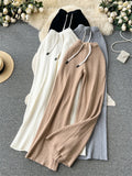 Runhufu Senior Casual Knit Pants High Waist Drawstring Soft Streetwear Autumn Women Solid Fashion Wide Legs Straight Trousers