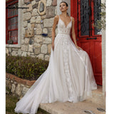 runhufu Bohemian Wedding Dress Lace Spaghetti Straps Sexy Bridal Dress Open Back 2023 Vestidos Beach Wedding Dresses