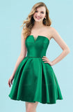 Runhufu A Line Purple Satin Short Homecoming Dress Strapless Corset Back Wedding Photos Korea Formal Prom Evening Party Gowns