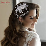 Runhufu HP511 Alloy Flower Wedding Headband Bridal Hair Accessories Rhinestone Woman Headpiece with Comb Bride Headwear Jewelry
