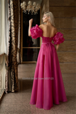 Runhufu Strapless A-Line Evening Dresses Detachable Puff Sleeves Bridal Gowns Vestidos De Noiva