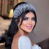 Runhufu Gorgeous Rhinestone Bridal Tiara Woman Headbands Wedding Hair Accessories Jewelry Handmade Bride Party Headpiece HP386