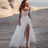 Runhufu Lace Applique New Wedding Dresses Mermaid Off The Shoulder Sleeveless High Slit Sexy Backless Bride Gowns Custom Made