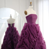 Runhufu Said Luxury 3D Flower Purple Short Evening Dresses for Women Wedding Party 2024 Elegant Pink Midi Formal Prom Gowns SS343