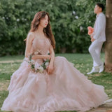 Runhufu Spaghetti Straps Wedding Dress Sweet Pink A Line Sukienka Na Wesele New Simple Elegant Floor-length Vestidos De Novia