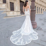 Runhufu Sexy Sweetheart Wedding Dress Sleeveless Lace Appliques Mermaid Boho Backless Bride Gown Spandex Train Vestido De Novia