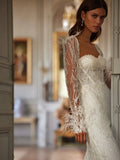 Runhufu Sweetheart Neck Wedding Dress Sparkly Sequins Beads Bride Robe Elegant Lace Mermaid Long Bridal Gown Robe De Mari¨¦e