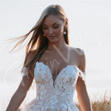 Runhufu Off Shoulder Wedding Dresses Lace Applique Bride Robes High Side Slit White Bridal Gowns Plus Size Custom Robe De Mari¨¦e
