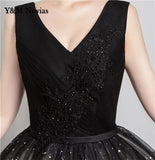 runhufu New Style Black Matching Fashion V-Neck Quinceanera Dress Graduation Dress With Sleeve Formal Performance Sequins Ball Gown