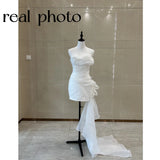 Runhufu Short Wedding Dresses For Bride Sexy Strapless Sheath Vestido De Festa 2024 New Simple Abiti Da Sposa Custom Made