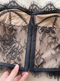 Runhufu American Retro Senior Tank Tops Fashion Sleeveless Slim Floral Corset Female Strapless Mesh Lace Design Sexy Tops