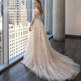 Runhufu Detachable 2 In 1 Wedding Dress Pearls Mermaid Embroidered Lace On Net With V-neck Full Sleeve Button Gowns Robe De Marie
