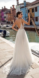 Runhufu 2023 Wedding Dresses Boho Side Slit Spaghetti Strap Sexy Illusion Boho A-Line Pearls Backless Bohemian Vestido De Noiva