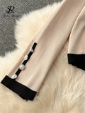 Runhufu Autumn Thick Knitted Three Pieces Sets Ladies Design Loose Cardiagsn+Knit Vest+Elastic Long Pants OL Sweater Suits