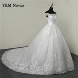runhufu Vedio Luxury Lace Applique Plus Size Wedding Dress Embroidery 2023 New Long Train Sweetheart Bride Gown Vestidos De Noiva
