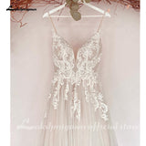 runhufu Lace Boho A Line Wedding Gowns Bridal V Neck Appliques 2023 robe de mariée suknia ślubna Spaghetti Straps Backless