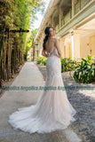 Runhufu Attractive Mermaid Wedding Dresses for Women Spaghetti Straps Backless Lace Appliques Tulle Sweep Train Drop Shipping