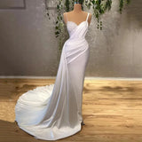 Runhufu Sexy Wedding Dress for women Glamorous shoulder strap Pearl bridal gown White Mermaid floor-length gown 2024 new