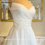 runhufu Satin Sweetheart Boho Wedding Dress 2023 Vestidos Civil Pleats Bridal Gown Custom Made trouwjurk Robe de mariee